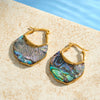 Women's Minimalist Geometric U Shaped Stainless Steel Earrings With 18K Vacuum Plated Finish And Elegant Shell Inlay Style