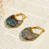 Women's Minimalist Geometric U Shaped Stainless Steel Earrings With 18K Vacuum Plated Finish And Elegant Shell Inlay Style