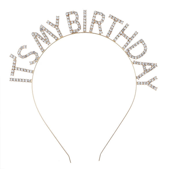 Women's Minimalist Geometric Zinc Alloy And Alloy Electroplated Rhinestone Letter Birthday Headband And Crown