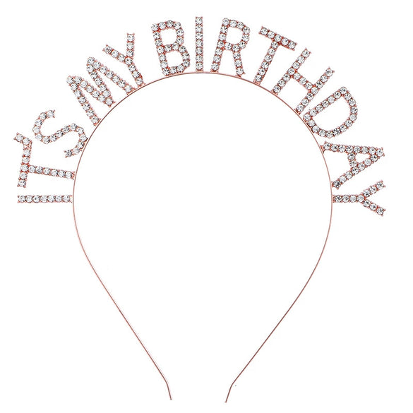Women's Minimalist Geometric Zinc Alloy And Alloy Electroplated Rhinestone Letter Birthday Headband And Crown