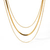 Women's Minimalist Gold Plated Stainless Steel Snake Bone Chain Necklace With Geometric Pattern And Pvdp Furnace Real Gold Treatment