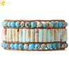 Women's Minimalist Hand Woven Three Layer Turquoise Beaded Bracelet With Geometric Round Bead Design
