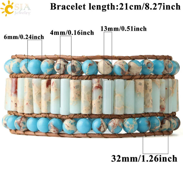 Women's Minimalist Hand Woven Three Layer Turquoise Beaded Bracelet With Geometric Round Bead Design