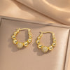 Women's Minimalist Heart Shape Titanium Steel And Copper Electroplated Round Bead Earrings