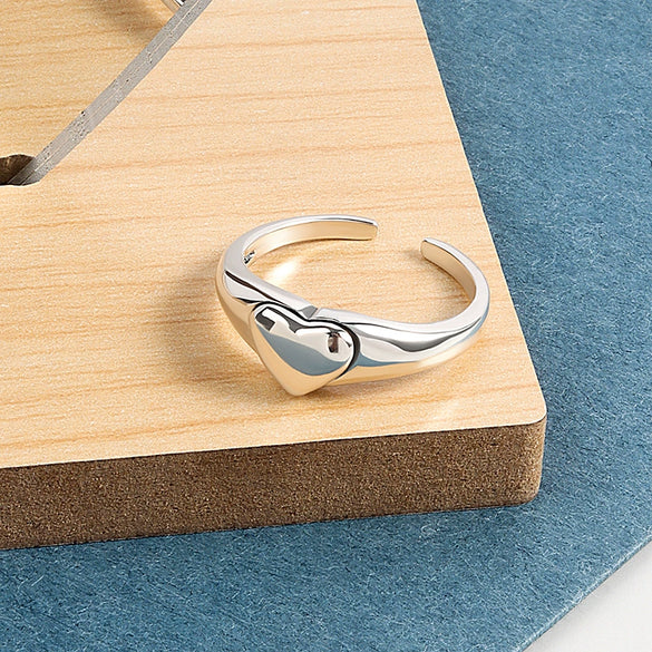 Women's Minimalist Heart Shaped Open Ring Copper Electroplated Geometric Adjustable Fashion Jewelry
