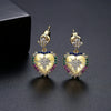 Women's Minimalist Heartshaped Copper Earrings With Zircon Inlay And Electroplated Finish