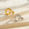 Women's Minimalist Irregular Geometric Stainless Steel Adjustable Open Ring With 18K Vacuum Plated Finish