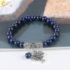Women's Minimalist Lapis Lazuli Beaded Stretch Bangle Bracelet With Tree Of Life Charm And Electroplated Alloy Accessories