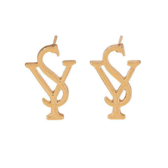 Women's Minimalist Letter Earrings Zinc Alloy Jewelry With Electroplated Smooth Finish And Modern Style