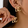 Women's Minimalist Letter Earrings Zinc Alloy Jewelry With Electroplated Smooth Finish And Modern Style