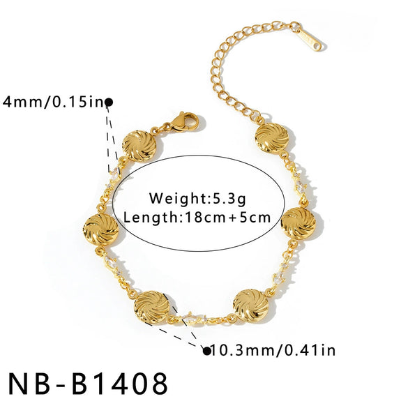 Women's Minimalist Luxury Geometric Stainless Steel Bracelet With 18K Vacuum Plating And Zircon Rhinestone Accents