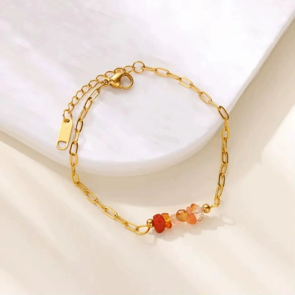 Women's Minimalist Natural Stone And Stainless Steel Bracelet With Electroplating Jewelry