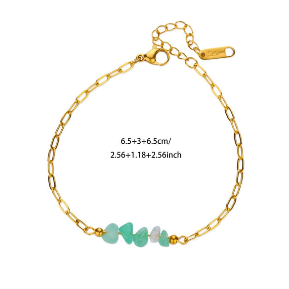 Women's Minimalist Natural Stone And Stainless Steel Bracelet With Electroplating Jewelry