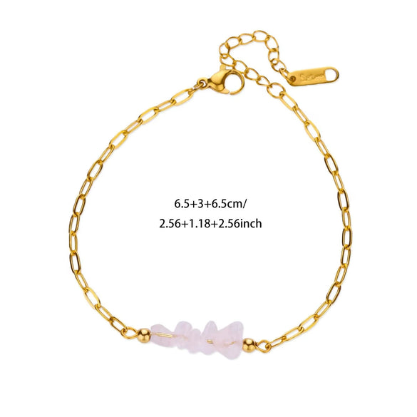 Women's Minimalist Natural Stone And Stainless Steel Bracelet With Electroplating Jewelry
