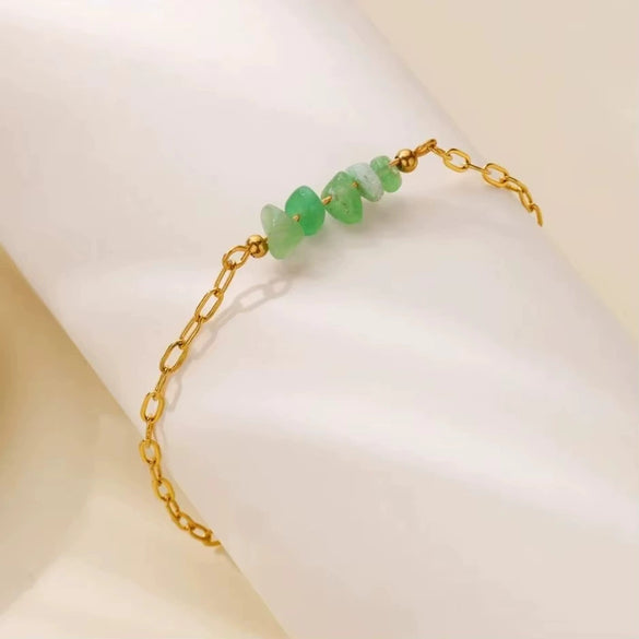 Women's Minimalist Natural Stone And Stainless Steel Bracelet With Electroplating Jewelry