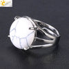 Women's Minimalist Natural Stone Claw Set Hollow Out Gemstone Ring With Copper Accessories Crystal Style Party Jewelry