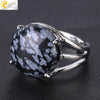 Women's Minimalist Natural Stone Claw Set Hollow Out Gemstone Ring With Copper Accessories Crystal Style Party Jewelry