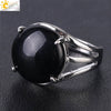 Women's Minimalist Natural Stone Claw Set Hollow Out Gemstone Ring With Copper Accessories Crystal Style Party Jewelry