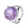 Women's Minimalist Natural Stone Claw Set Hollow Out Gemstone Ring With Copper Accessories Crystal Style Party Jewelry