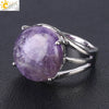 Women's Minimalist Natural Stone Claw Set Hollow Out Gemstone Ring With Copper Accessories Crystal Style Party Jewelry