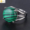 Women's Minimalist Natural Stone Claw Set Hollow Out Gemstone Ring With Copper Accessories Crystal Style Party Jewelry