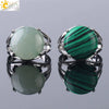 Women's Minimalist Natural Stone Claw Set Hollow Out Gemstone Ring With Copper Accessories Crystal Style Party Jewelry