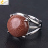 Women's Minimalist Natural Stone Claw Set Hollow Out Gemstone Ring With Copper Accessories Crystal Style Party Jewelry