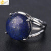 Women's Minimalist Natural Stone Claw Set Hollow Out Gemstone Ring With Copper Accessories Crystal Style Party Jewelry