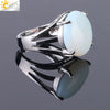 Women's Minimalist Natural Stone Claw Set Hollow Out Gemstone Ring With Copper Accessories Crystal Style Party Jewelry