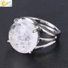 Women's Minimalist Natural Stone Claw Set Hollow Out Gemstone Ring With Copper Accessories Crystal Style Party Jewelry