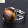 Women's Minimalist Natural Stone Claw Set Hollow Out Gemstone Ring With Copper Accessories Crystal Style Party Jewelry