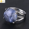 Women's Minimalist Natural Stone Claw Set Hollow Out Gemstone Ring With Copper Accessories Crystal Style Party Jewelry