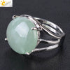 Women's Minimalist Natural Stone Claw Set Hollow Out Gemstone Ring With Copper Accessories Crystal Style Party Jewelry