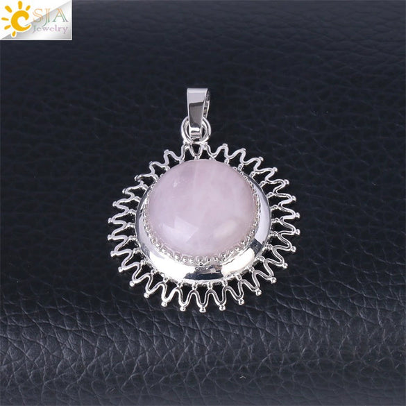 Women's Minimalist Natural Stone Sunflower Pendant Necklace With Hollow Flower Design Copper Ball Chain Electroplated Fashion Clavicle Necklace