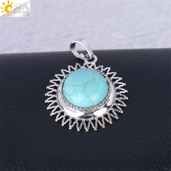 Women's Minimalist Natural Stone Sunflower Pendant Necklace With Hollow Flower Design Copper Ball Chain Electroplated Fashion Clavicle Necklace