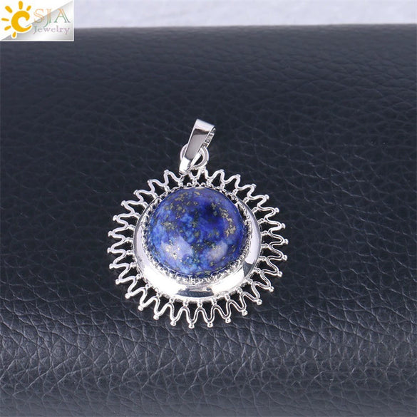 Women's Minimalist Natural Stone Sunflower Pendant Necklace With Hollow Flower Design Copper Ball Chain Electroplated Fashion Clavicle Necklace