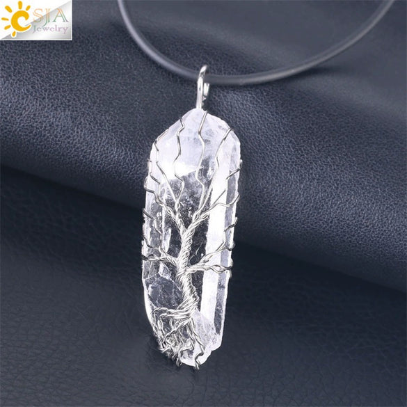 Women's Minimalist Natural White Crystal Stone Necklace With Amorphous Pendant And Copper Accessories