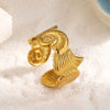 Women's Minimalist Open Conch Wave Ring In Electroplated Stainless Steel With Non Fading Ocean Inspired Design