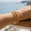 Women's Minimalist Openwork Stainless Steel Bracelet With Zircon Inlay And 18K Gold Plated Finish Wholesale Jewelry