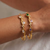 Women's Minimalist Oval Geometric Bracelet With Zircon Accents 18K Gold Plated Stainless Steel Jewelry
