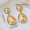 Women's Minimalist Oval Geometric Delicate Lace Electroplated Alloy Flower Pattern Stainless Steel Earrings