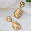 Women's Minimalist Oval Geometric Delicate Lace Electroplated Alloy Flower Pattern Stainless Steel Earrings