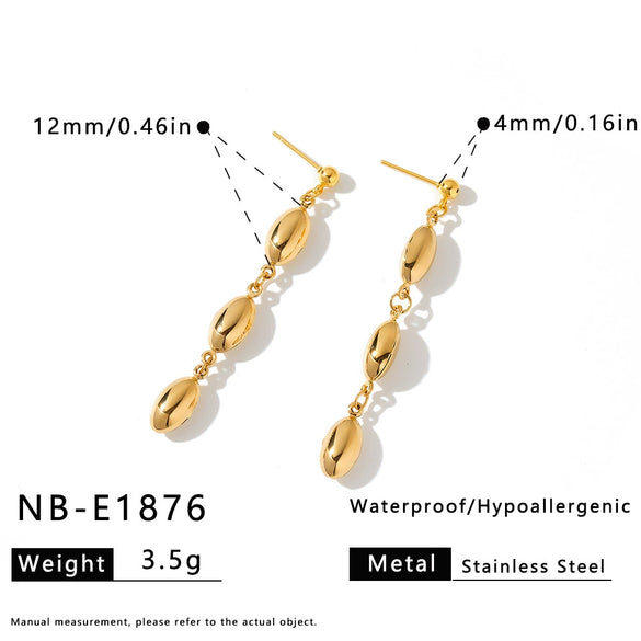 Women's Minimalist Oval Hollow Geometric Stainless Steel Earrings With 18K Vacuum Plated Finish