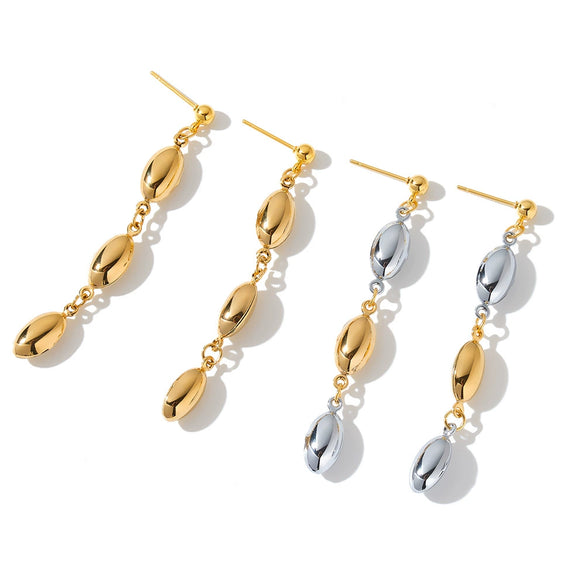 Women's Minimalist Oval Hollow Geometric Stainless Steel Earrings With 18K Vacuum Plated Finish