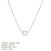 Women's Minimalist Pearl Pendant Necklace In Goldplated Stainless Steel With Ushaped Design And Thin Chain