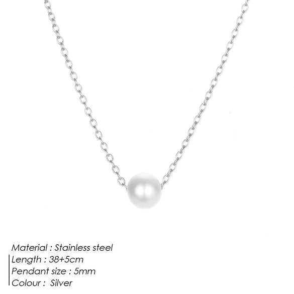 Women's Minimalist Pearl Pendant Necklace In Goldplated Stainless Steel With Ushaped Design And Thin Chain