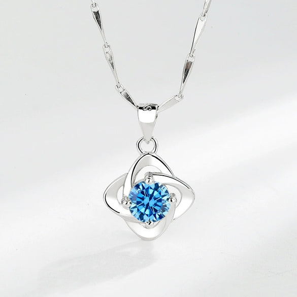 Women's Minimalist Pure Silver Clover Pendant Necklace With Diamond Cut Leaf Design Fashion Clavicle Chain Valentine's Day Gift