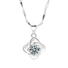 Women's Minimalist Pure Silver Clover Pendant Necklace With Diamond Cut Leaf Design Fashion Clavicle Chain Valentine's Day Gift