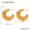 Women's Minimalist Ripple Semicircle C Hoop 316L Stainless Steel Earrings With Geometric Style And Electroplating Treatment
