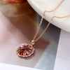 Women's Minimalist Rose Gold Color Flower Necklace With Zircon Inlay Copper Pendant And O Chain